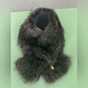 wool lined racoon fur scarf made from vintage fur